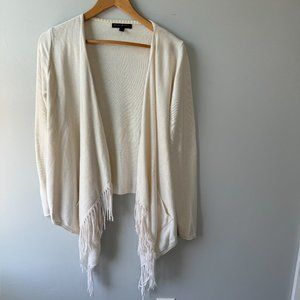 Banana Republic Fringe Cream Ivory Waterfall Cardigan Small Open Front